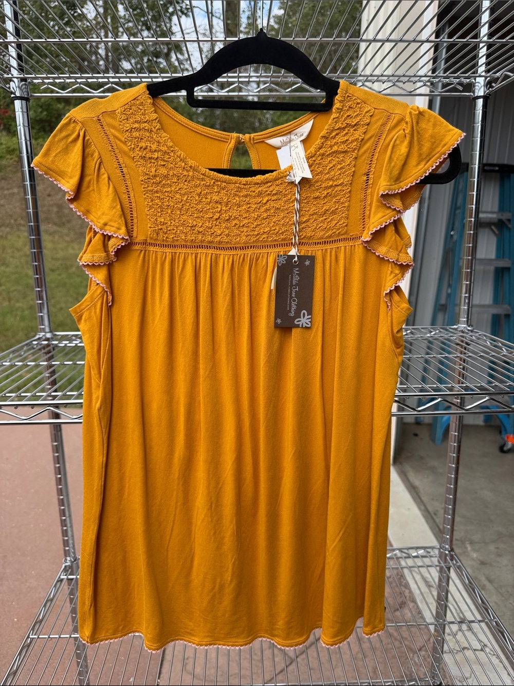 Matilda Jane Mustard Yellow Smocked Ruffle Sleeve Mini Dress